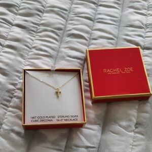 New!Rachel Zoe 14KT Gold Plated Sterling Silver 16"+2" Necklace Cubic Zirconia